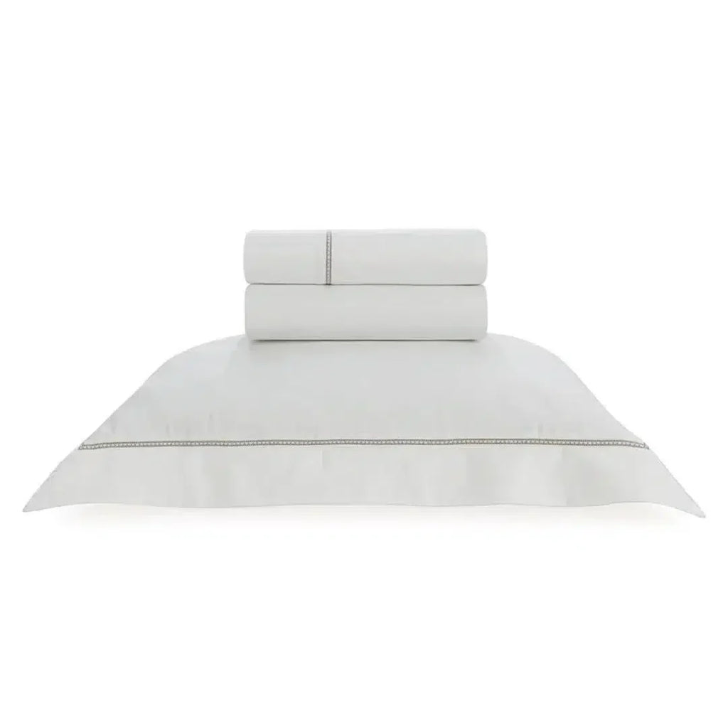 Jogo de Cama Solteiro Portello 3 Pçs 300 Fios 100% Algodão Egípcio Branco / Legno Trussardi