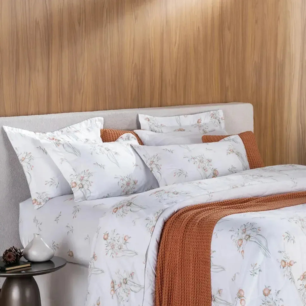 Jogo de Cama Casal Narciso 4 Pçs 200 Fios Cetim 100% Algodão Trussardi