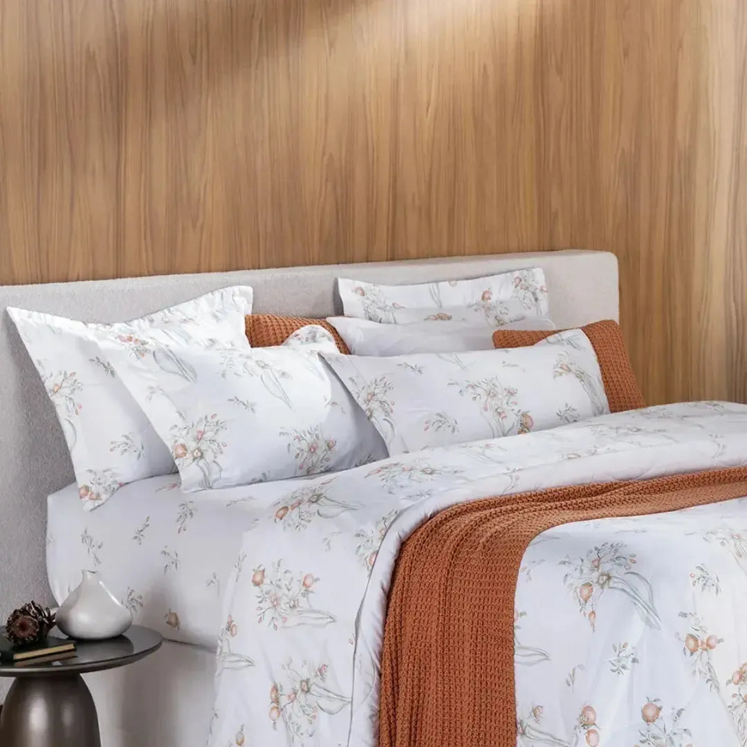Jogo de Cama Casal Narciso 4 Pçs 200 Fios Cetim 100% Algodão Trussardi