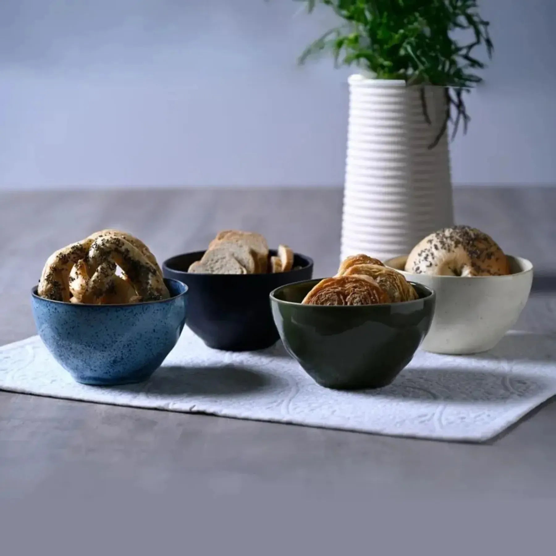 Kit 4 Bowls Stoneware Orgânico Colorido 558ml Porto Brasil