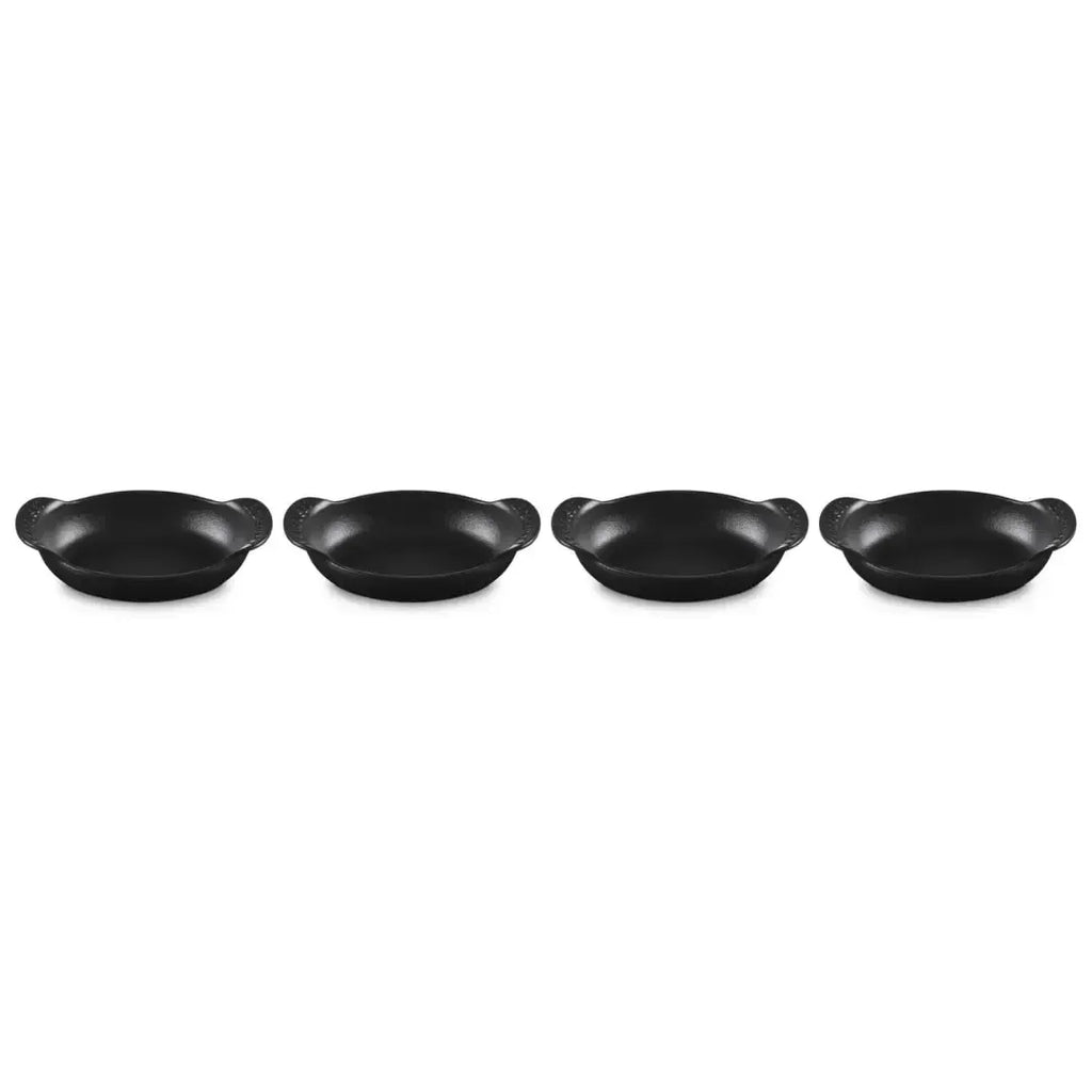 Kit 4 Mini Assadeiras Ovais Gourmand Matte Black 300ml 15cm Le Creuset