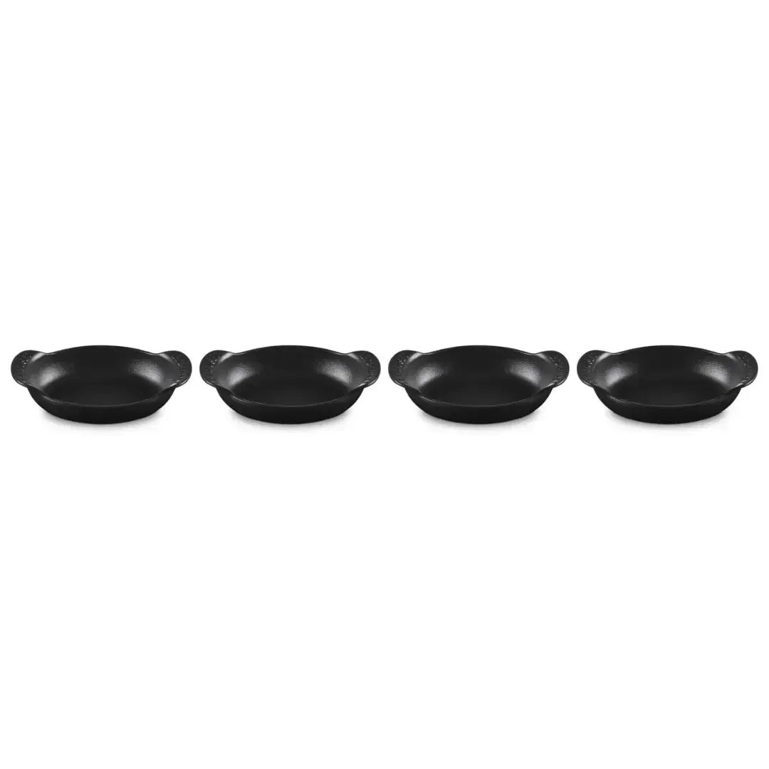 Kit 4 Mini Assadeiras Ovais Gourmand Matte Black 300ml 15cm Le Creuset