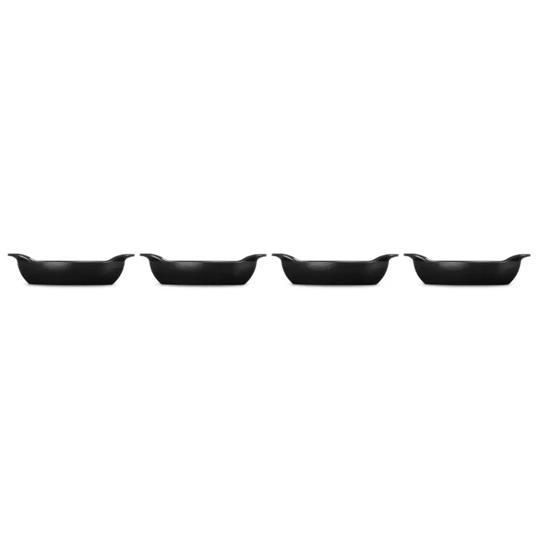 Kit 4 Mini Assadeiras Ovais Gourmand Matte Black 300ml 15cm Le Creuset