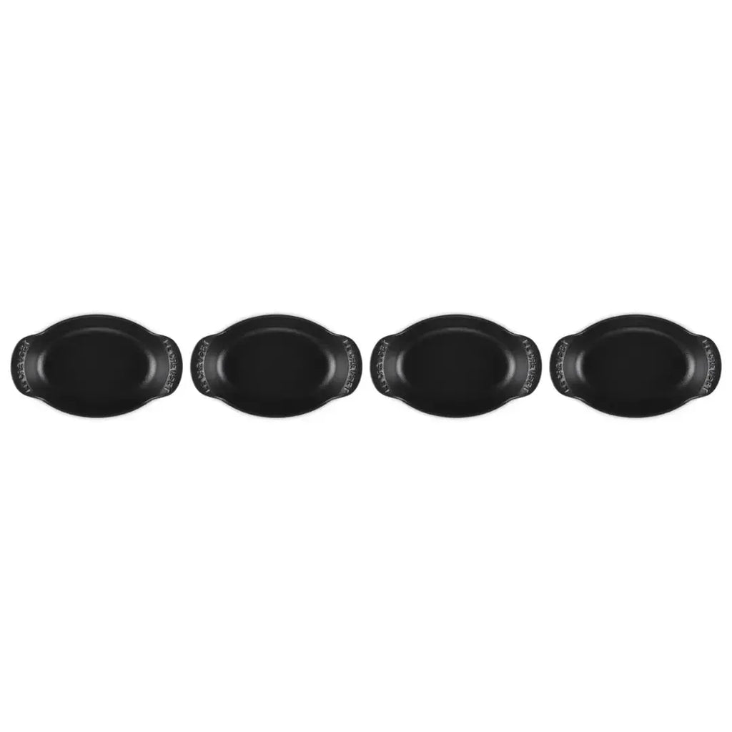 Kit 4 Mini Assadeiras Ovais Gourmand Matte Black 300ml 15cm Le Creuset
