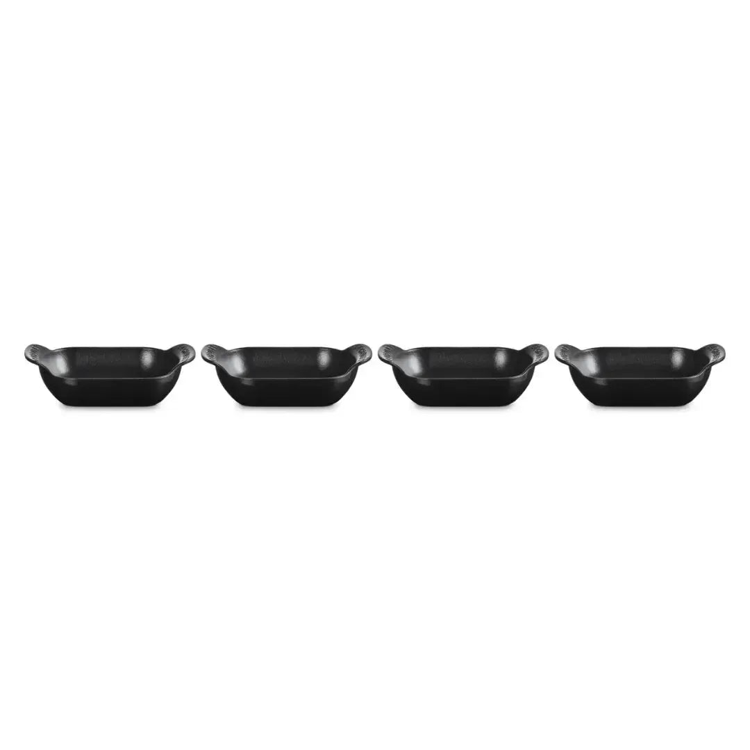 Kit 4 Mini Assadeiras Retangulares Gourmand Matte Black 300ml 13cm Le Creuset