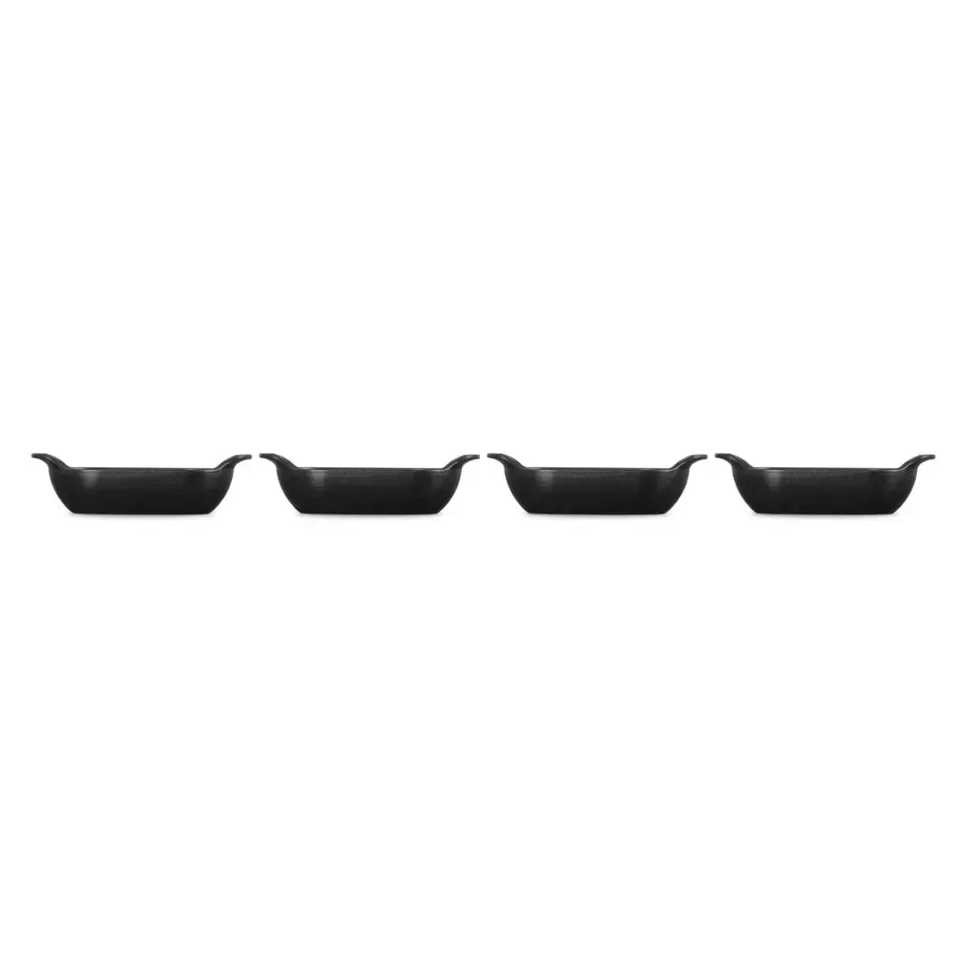 Kit 4 Mini Assadeiras Retangulares Gourmand Matte Black 300ml 13cm Le Creuset