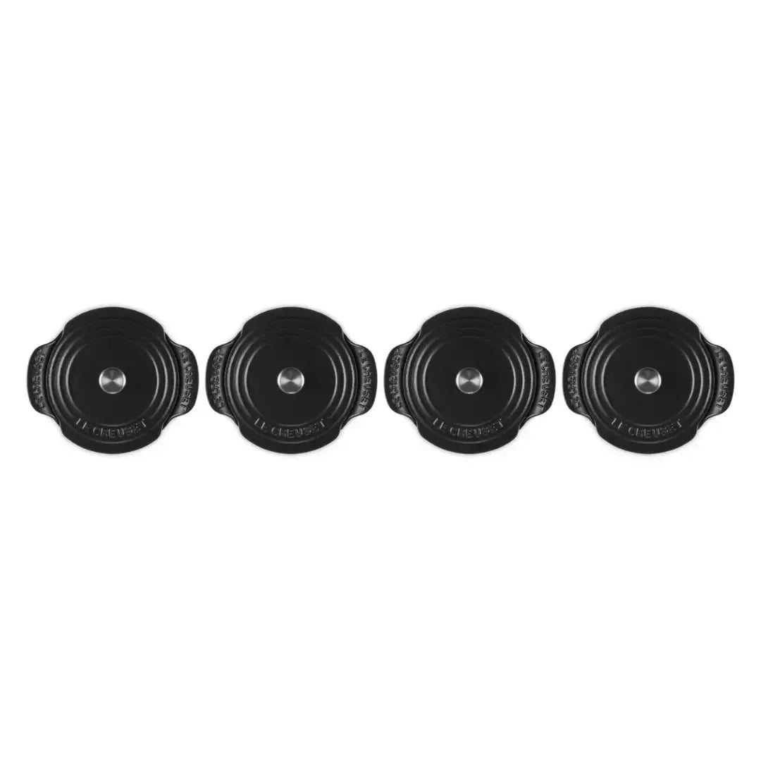 Kit 4 Mini Caçarolas Buffet com Tampa Gourmand Matte Black 300ml 13cm Le Creuset