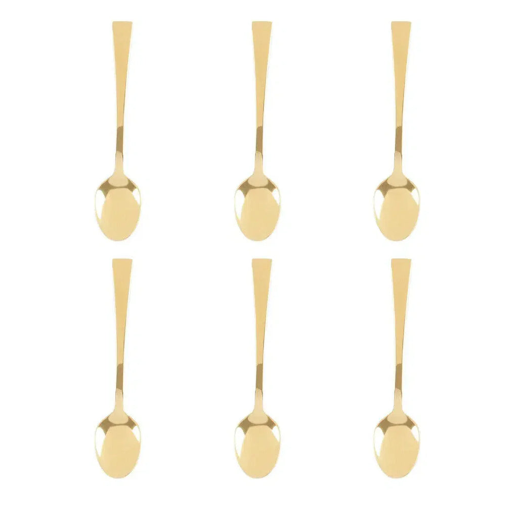 Kit 6 Colheres para Café Aço Inox Berna Dourado