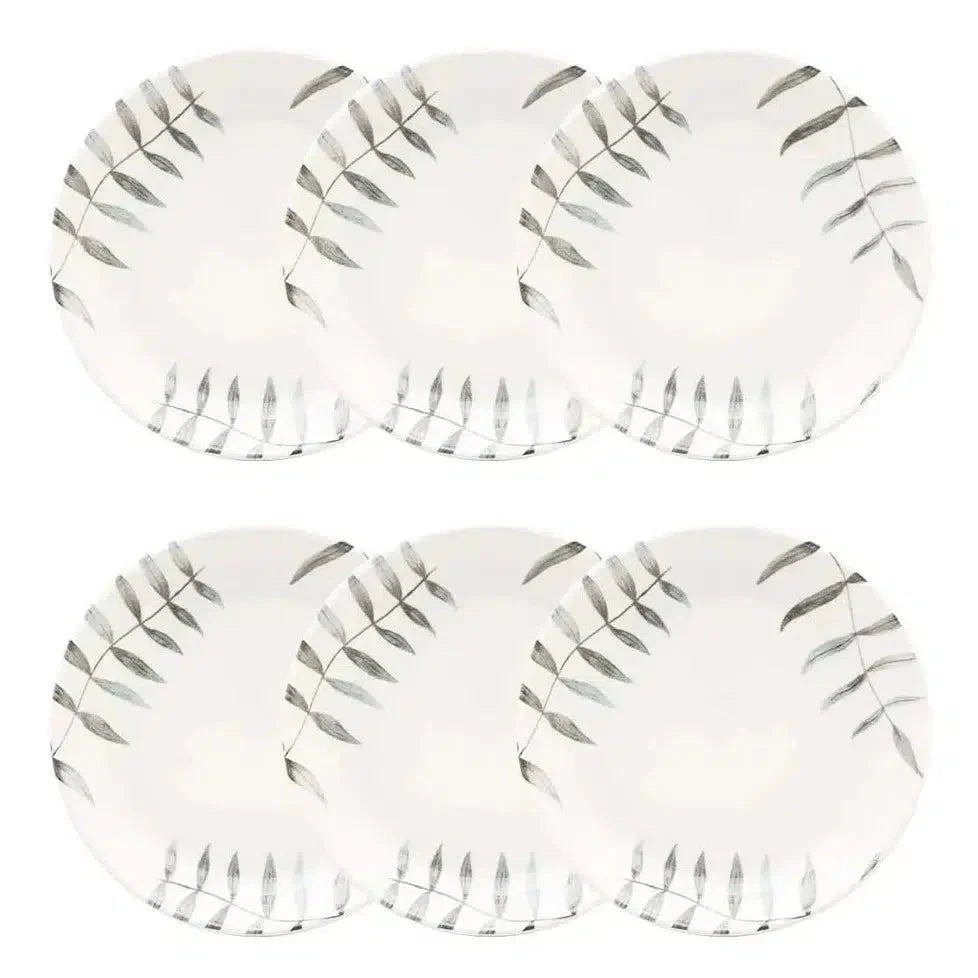 Kit 6 Pratos Fundos Cerâmica Samambaia 20,5cm