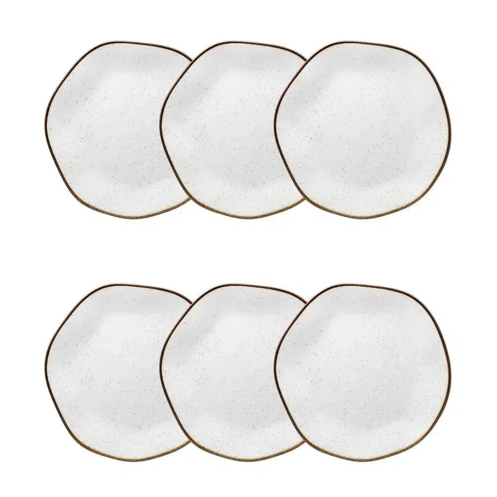 Kit 6 Pratos de Sobremesa Porcelana Ryo Maresia 21,5cm