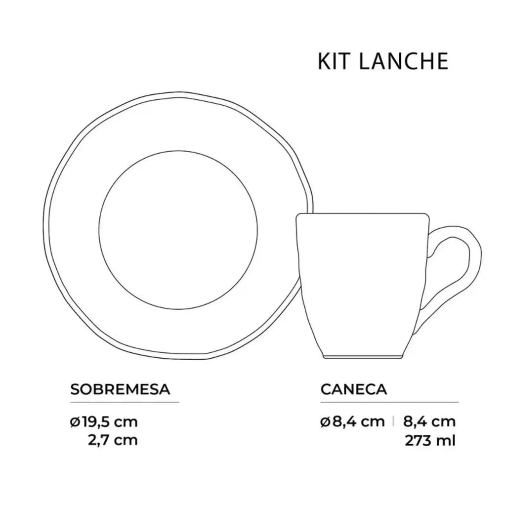 Kit Lanches 4 peças Stoneware Orgânico Preto Matte Porto Brasil
