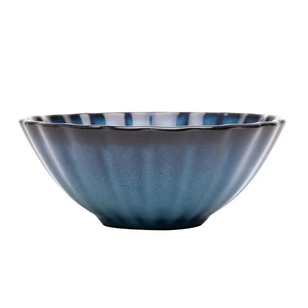 Kit com 6 Bowls Cerâmica Scallop Azul 15x6cm