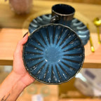 Kit com 6 Bowls Cerâmica Scallop Azul 15x6cm