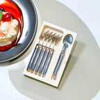 Kit com 6 Colheres para Sobremesa Luxo Branco Laguiole La Maison