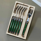 Kit com 6 Garfos para Sobremesa Luxo Branco Laguiole La Maison
