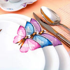 Kit com 6 Pratos Rasos em Porcelana Borboleta Wolff 24cm