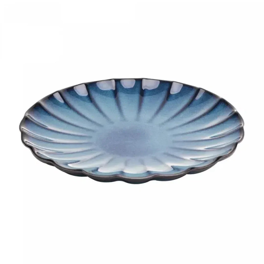 Kit com 6 Pratos de Sobremesa Cerâmica Scallop Azul 21cm