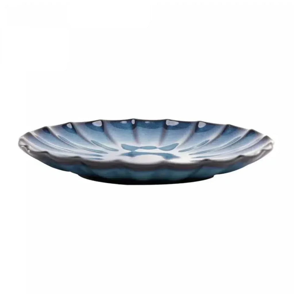 Kit com 6 Pratos de Sobremesa Cerâmica Scallop Azul 21cm