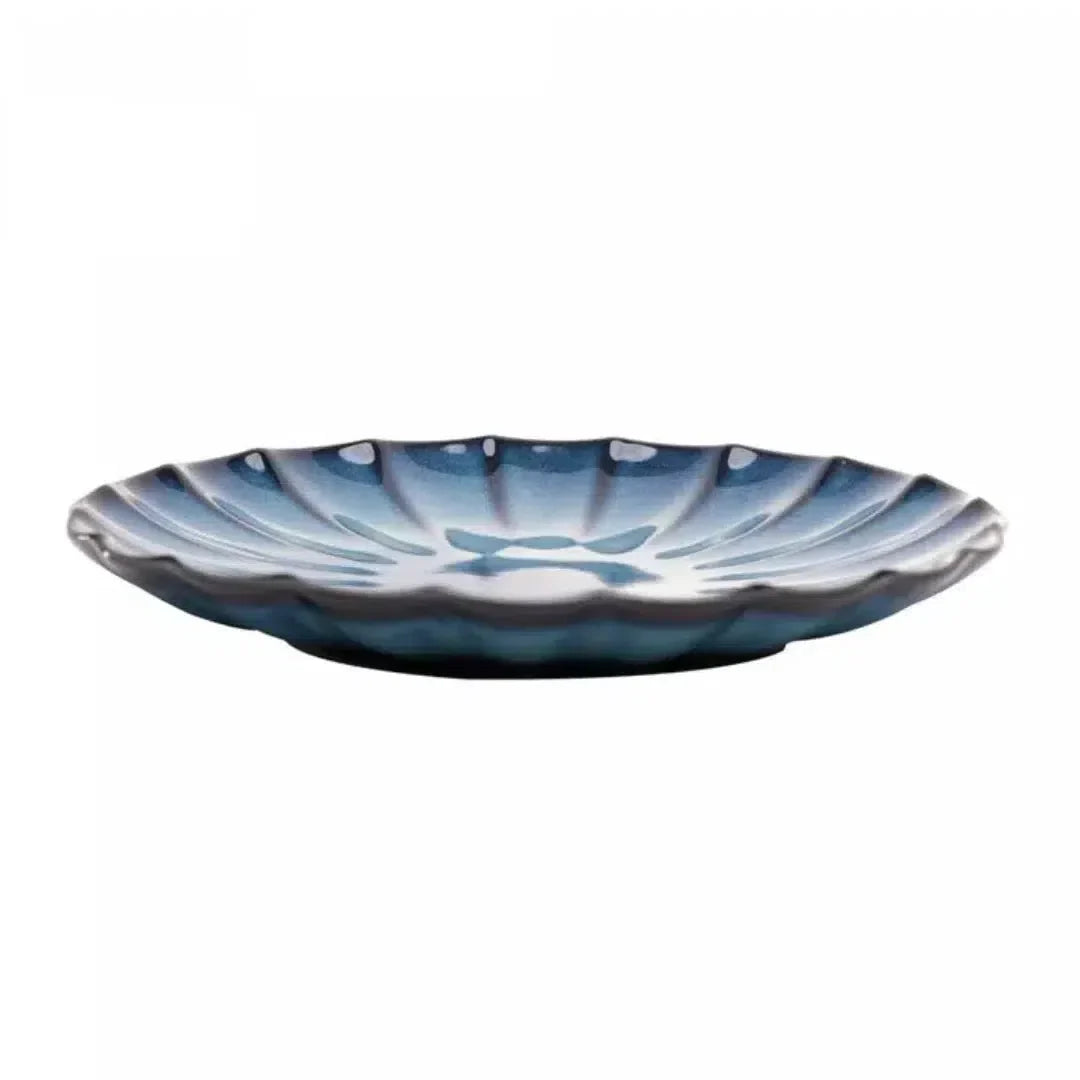 Kit com 6 Pratos de Sobremesa Cerâmica Scallop Azul 21cm