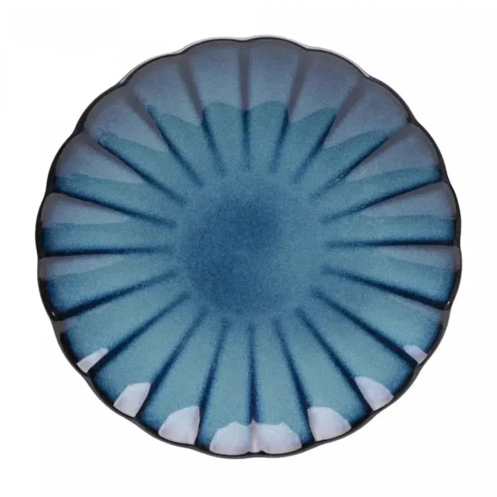 Kit com 6 Pratos de Sobremesa Cerâmica Scallop Azul 21cm