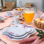 Kit com 6 Pratos de Sobremesa em Porcelana Borboleta Wolff 19 cm