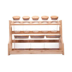 Kit com 8 Potes de Vidro Borossilicato com Tampa Hermética e Rack em Bambu Wolff
