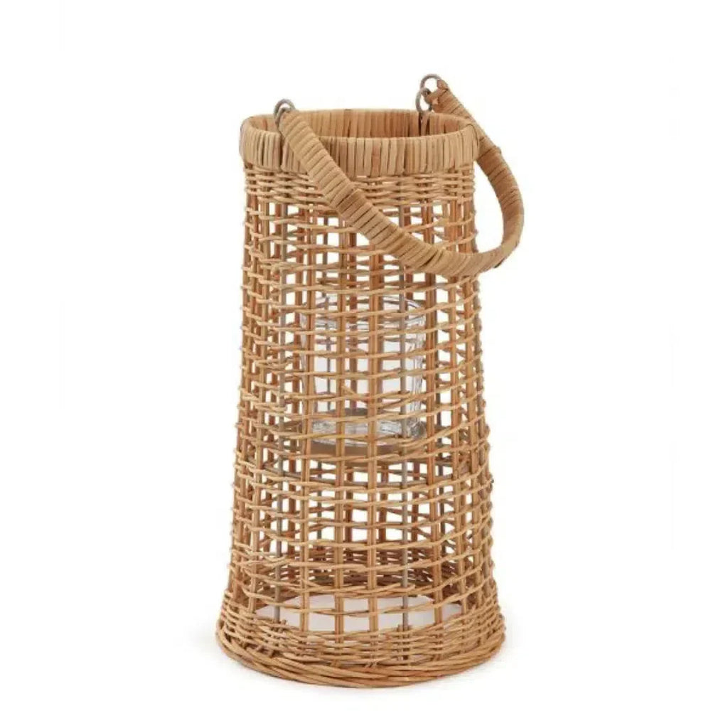 Lanterna em Fibra Natural com Copo de Vidro 41x21cm Mart
