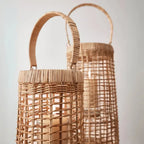 Lanterna em Fibra Natural com Copo de Vidro 53,5x29cm Mart