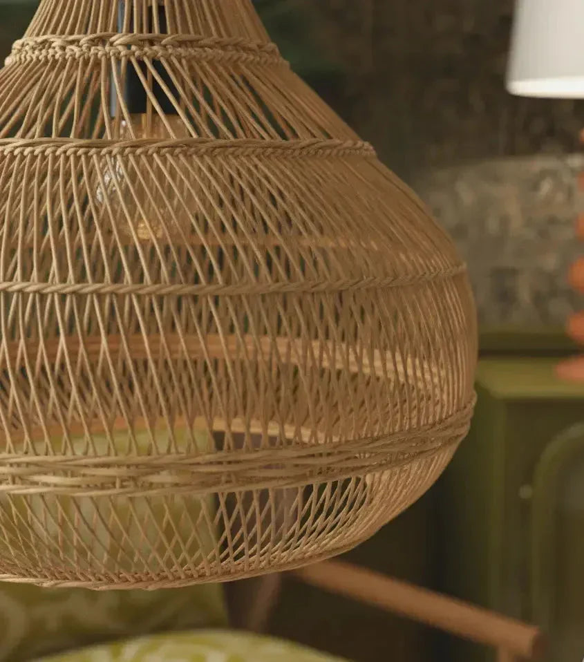 Luminária Artesanal Rattan Natural Preto Amaya 107x100cm Bahali