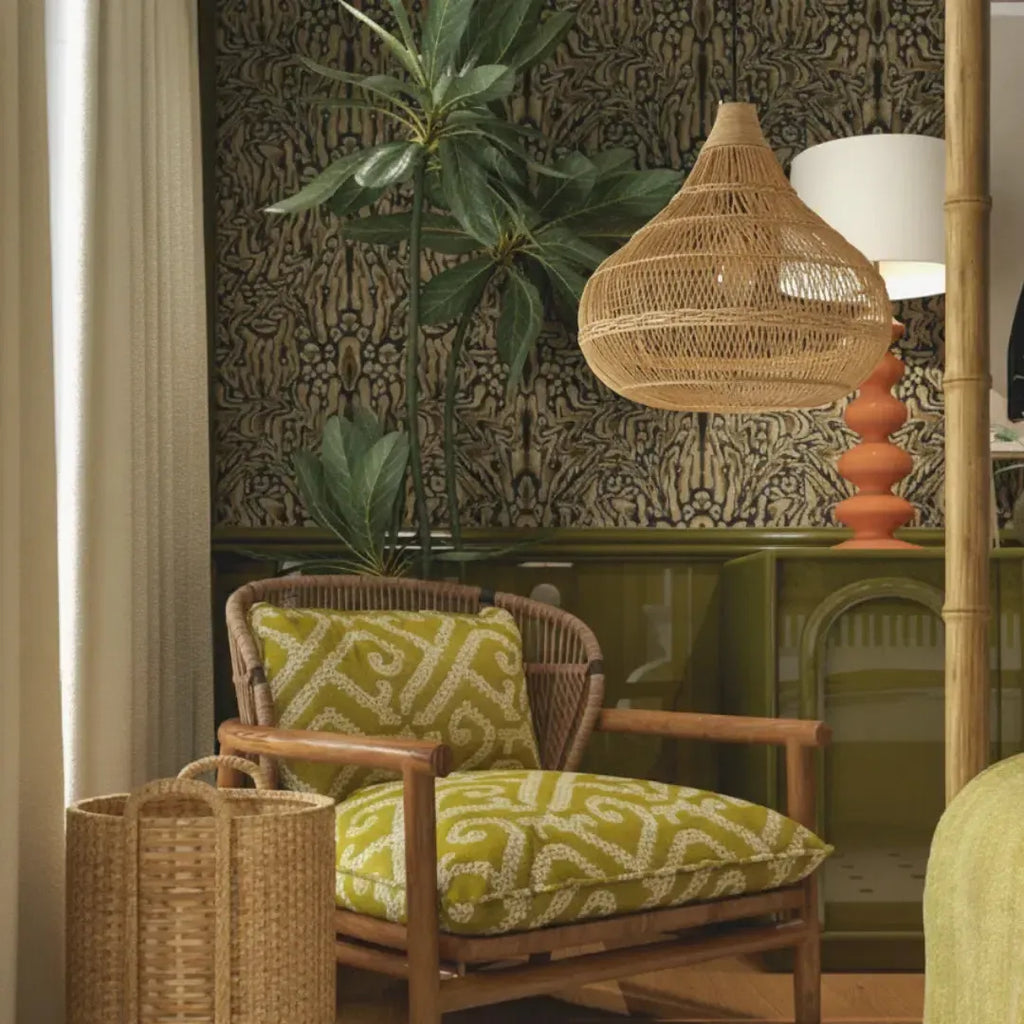 Luminária Artesanal Rattan Natural Amaya 55x50cm Bahali