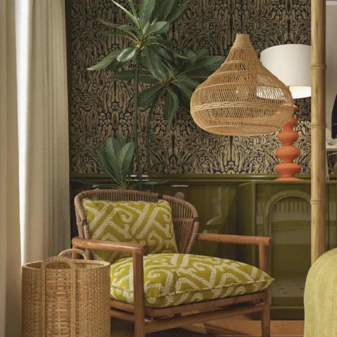Luminária Artesanal Rattan Natural Amaya 55x50cm Bahali