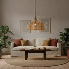 Luminária Artesanal Rattan Natural Fleur 150cm Bahali