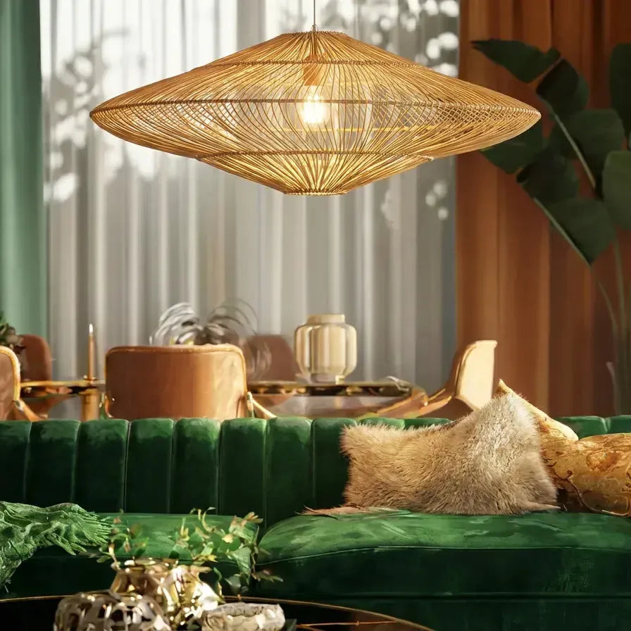 Luminária Artesanal Rattan Natural Gaia 110x38cm Bahali