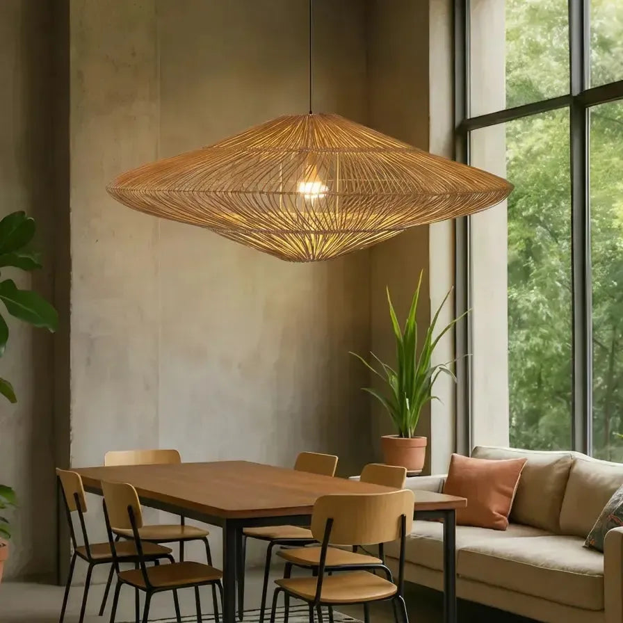 Luminária Artesanal Rattan Natural Gaia 200x55cm Bahali