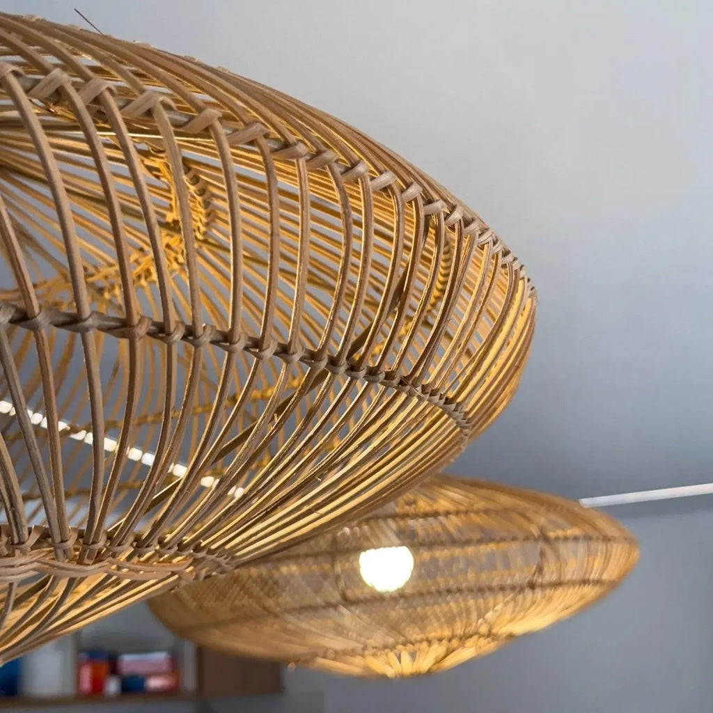 Luminária Artesanal Rattan Natural Gaia 110x38cm Bahali