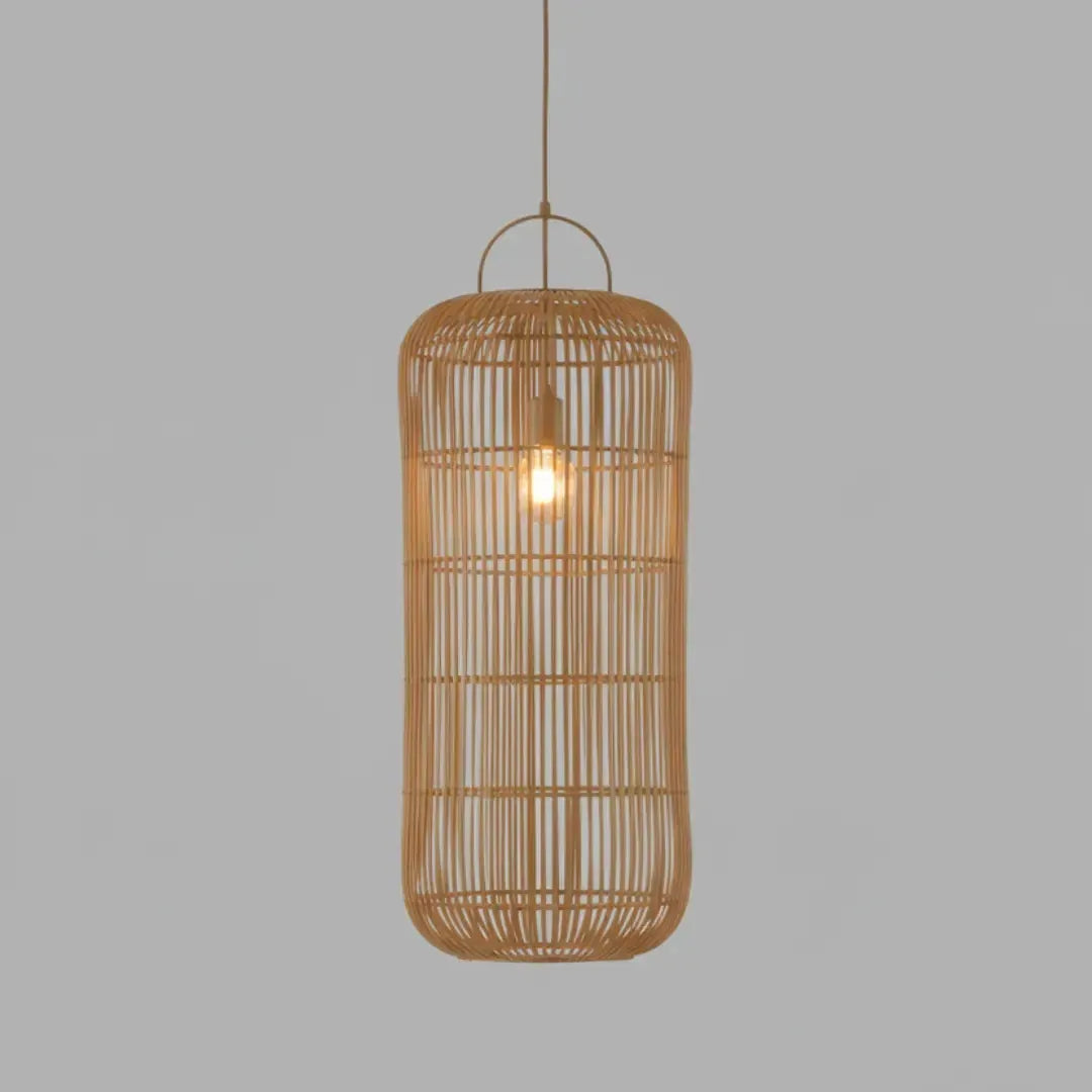 Luminária Artesanal Rattan Natural Nala 50x120cm Bahali