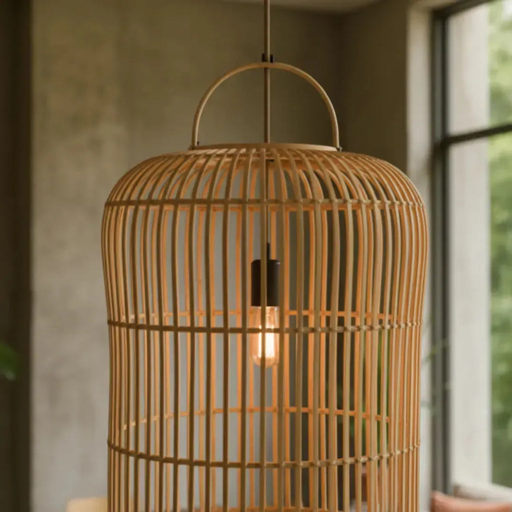 Luminária Artesanal Rattan Natural Nala 50x120cm Bahali