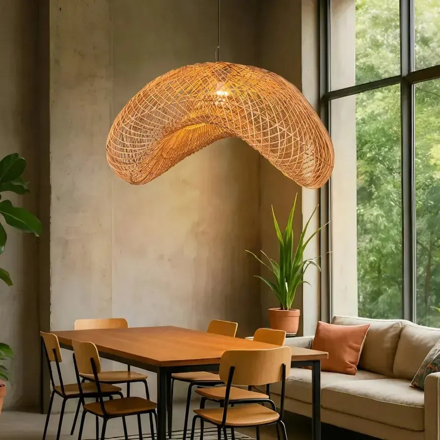 Luminária Artesanal Rattan Natural Nami 80cm Bahali