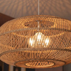 Luminária Artesanal Rattan Natural Preto Nildo 60x32cm Bahali