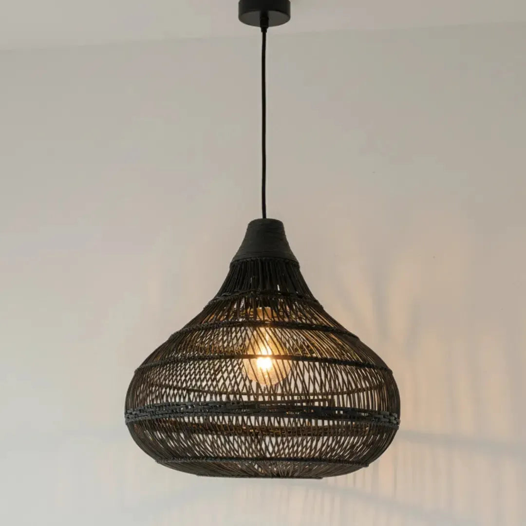 Luminária Artesanal Rattan Preto Amaya 55x50cm Bahali