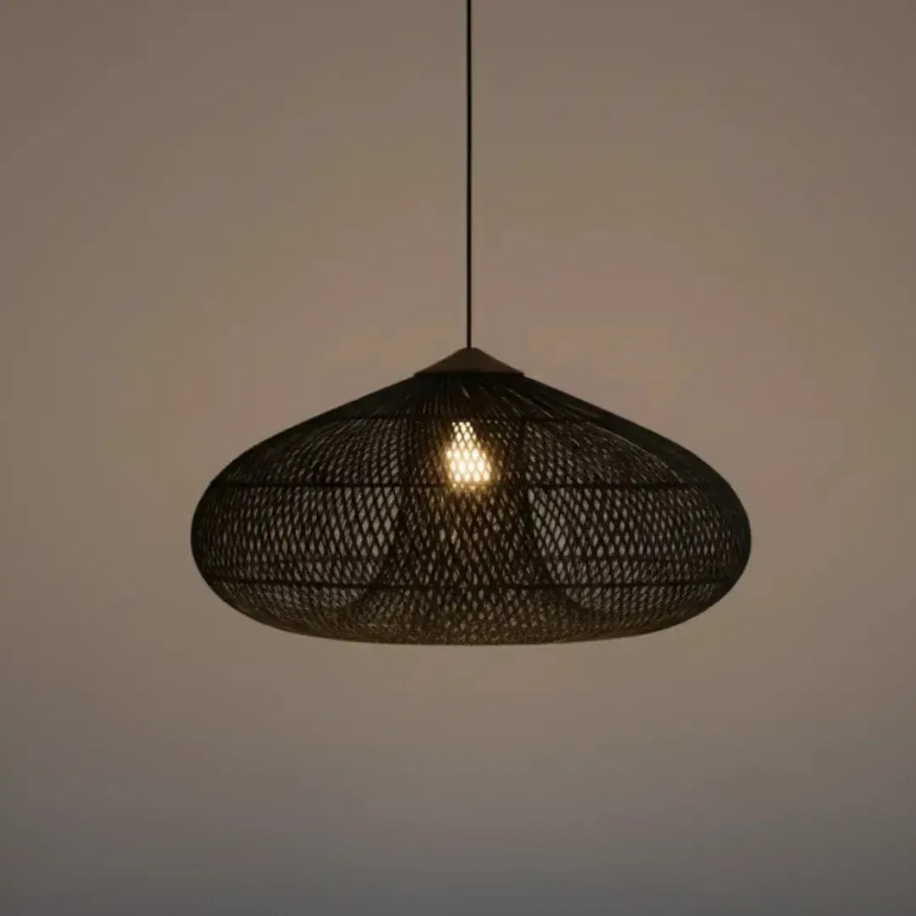 Luminária Artesanal Rattan Preta Ayla 80x51cm Bahali