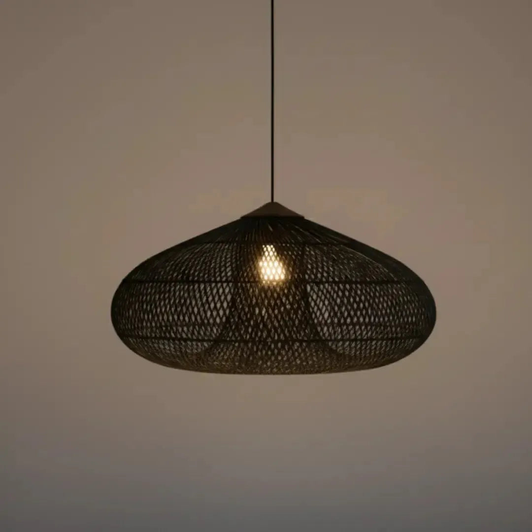 Luminária Artesanal Rattan Preta Ayla 80x51cm Bahali