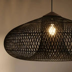 Luminária Artesanal Rattan Preta Ayla 60x38cm Bahali
