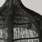 Luminária Artesanal Rattan Preta Fleur 150cm Bahali