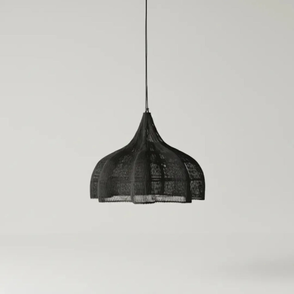 Luminária Artesanal Rattan Preta Fleur 150cm Bahali