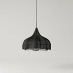Luminária Artesanal Rattan Preta Fleur 150cm Bahali