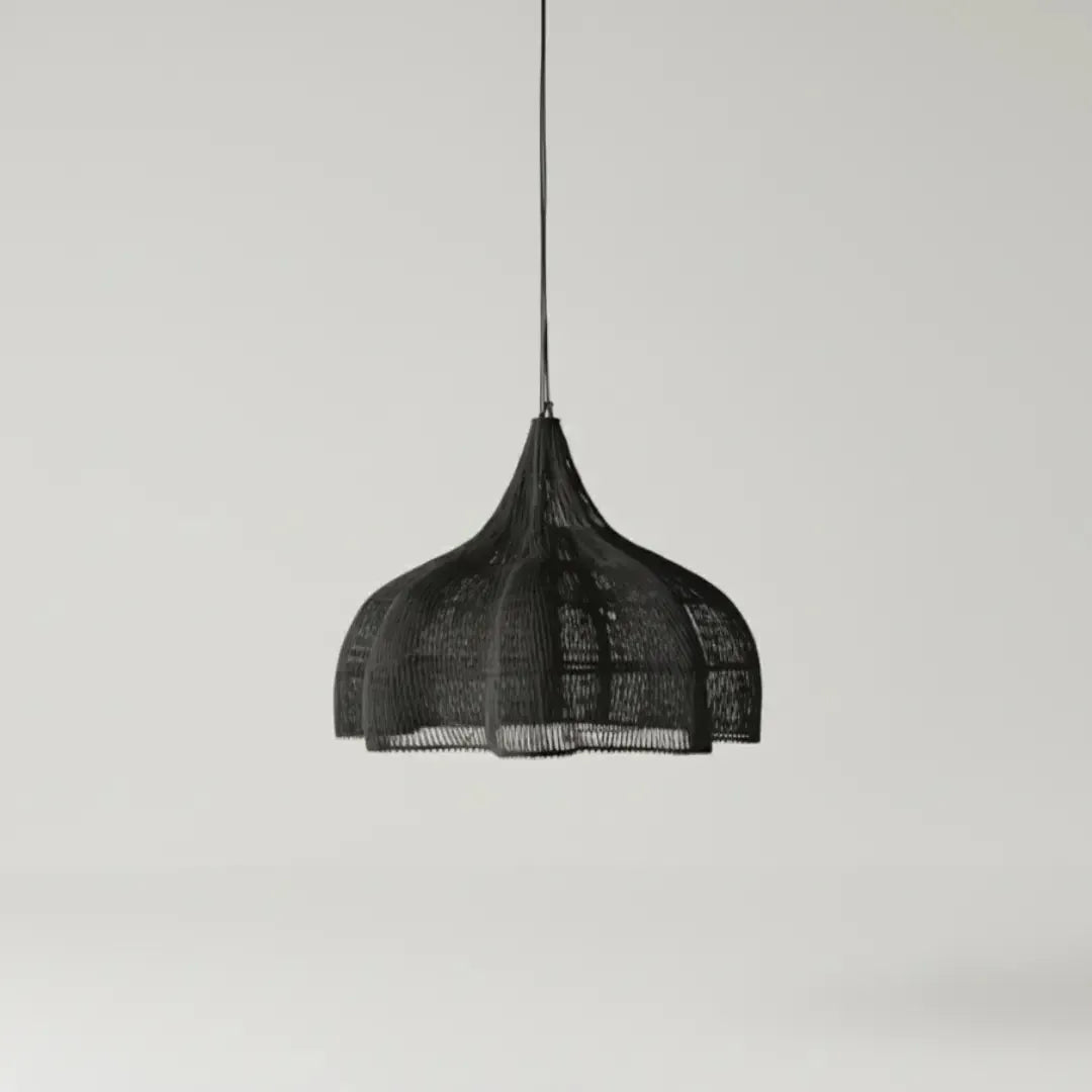 Luminária Artesanal Rattan Preta Fleur 150cm Bahali