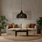 Luminária Artesanal Rattan Preta Fleur 150cm Bahali