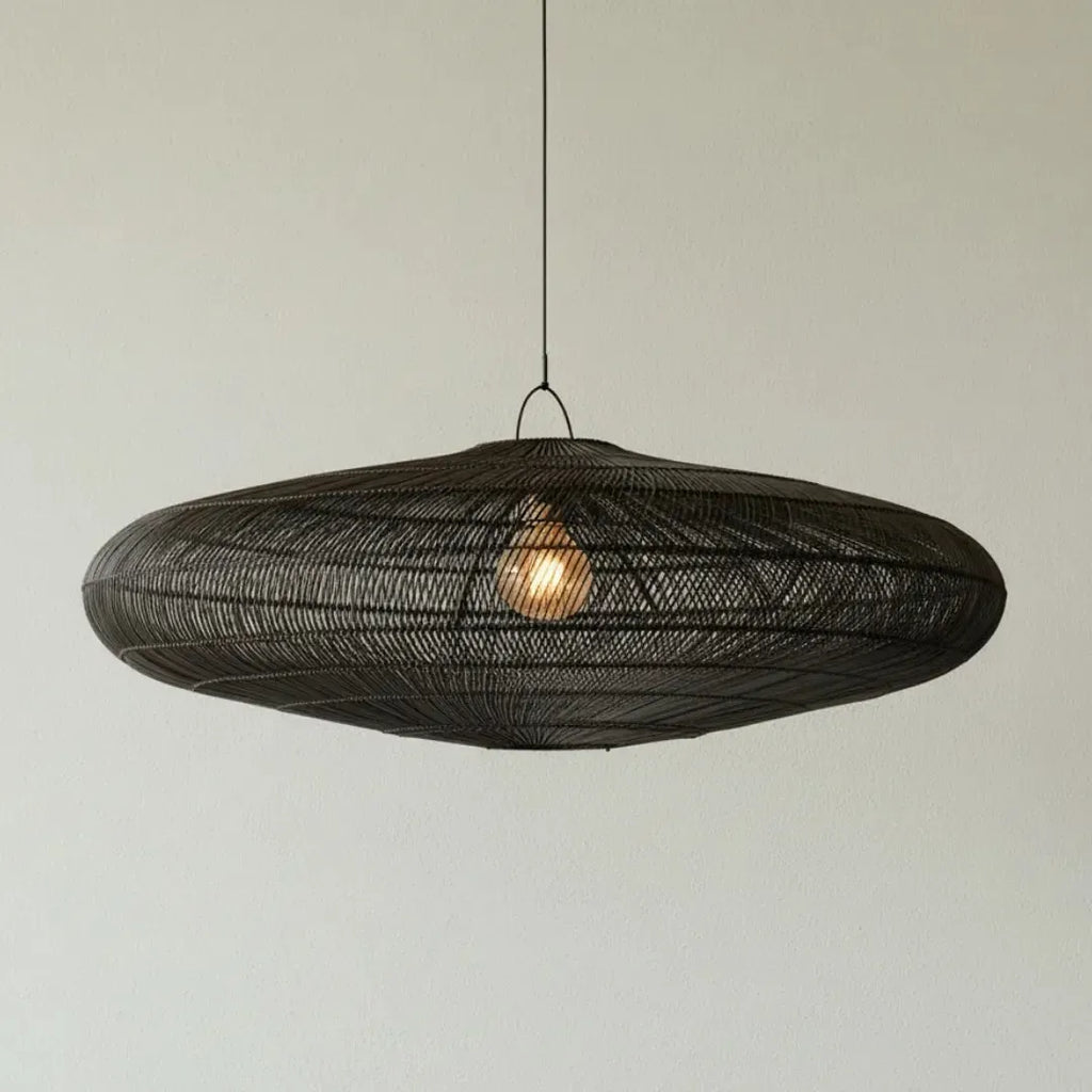 Luminária Artesanal Rattan Preta Gaia 75x30cm Bahali