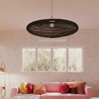 Luminária Artesanal Rattan Preta Gaia 110x38cm Bahali